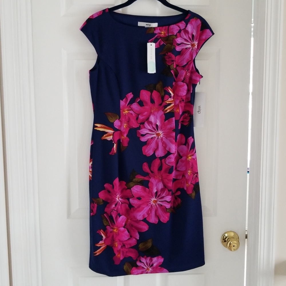 NWT - Navy and Fuchsia Floral Dress (StitchFix)